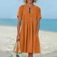 thumbnail image 1 of WILLBEST Vestidos De Mujer, Novedad De Verano, Vestido Plisado Informal Holgado A La Moda Retro Y De Lino Con Manga Corta Y Cuello En V, 1 of 3