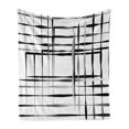 thumbnail image 1 of Modern Art Soft Flannel Fleece Throw Blanket, Minimalist Image Simplistic Spaces and Spare Asymmetric Grids Lines, Cozy Plush for Indoor and Outdoor Use, 60" x 80", Black White, by Ambesonne, 1 of 6