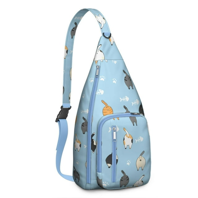 Paw Design Sling Backpack - Cute Cat Theme Shoulder Bag, Compact for Students & Fashionable Young People