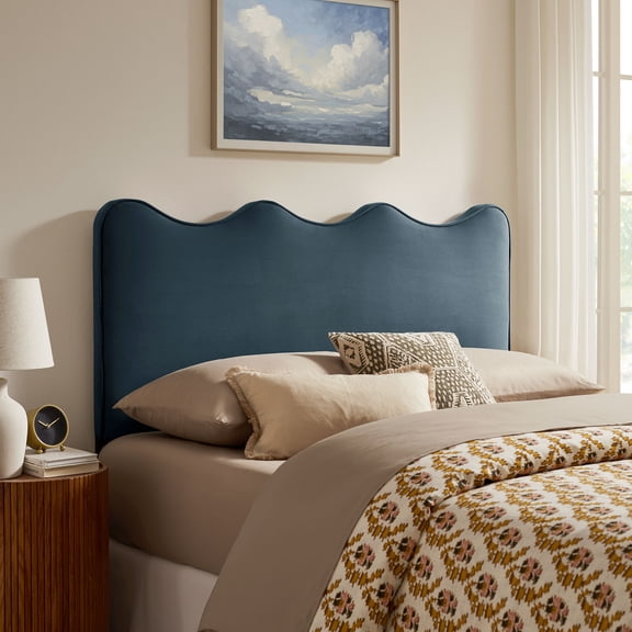 Athena Stain-Resistant Performance Velvet Full Size Headboard in Cadet Blue