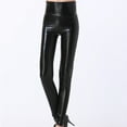 thumbnail image 5 of XFLWAM Faux Leather Leggings for Women Tummy Control Stretch High Waist Shiny Pleather Pants Black One Size, 5 of 6