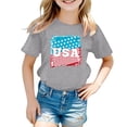 thumbnail image 4 of NINGMENG Hauts et T-Shirts pour Filles Enfants Imprimé Drapeau Jour de l'Indépendance 4 Juillet Col Rond Manches Courtes Chandail Tee-Shirts Mode Urbaine, Gris, 6-7 Ans, 4 of 4
