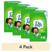 (4 pack) Puffs Plus Lotion Facial Tissues, 4 Family Boxes, 124 tissues per box