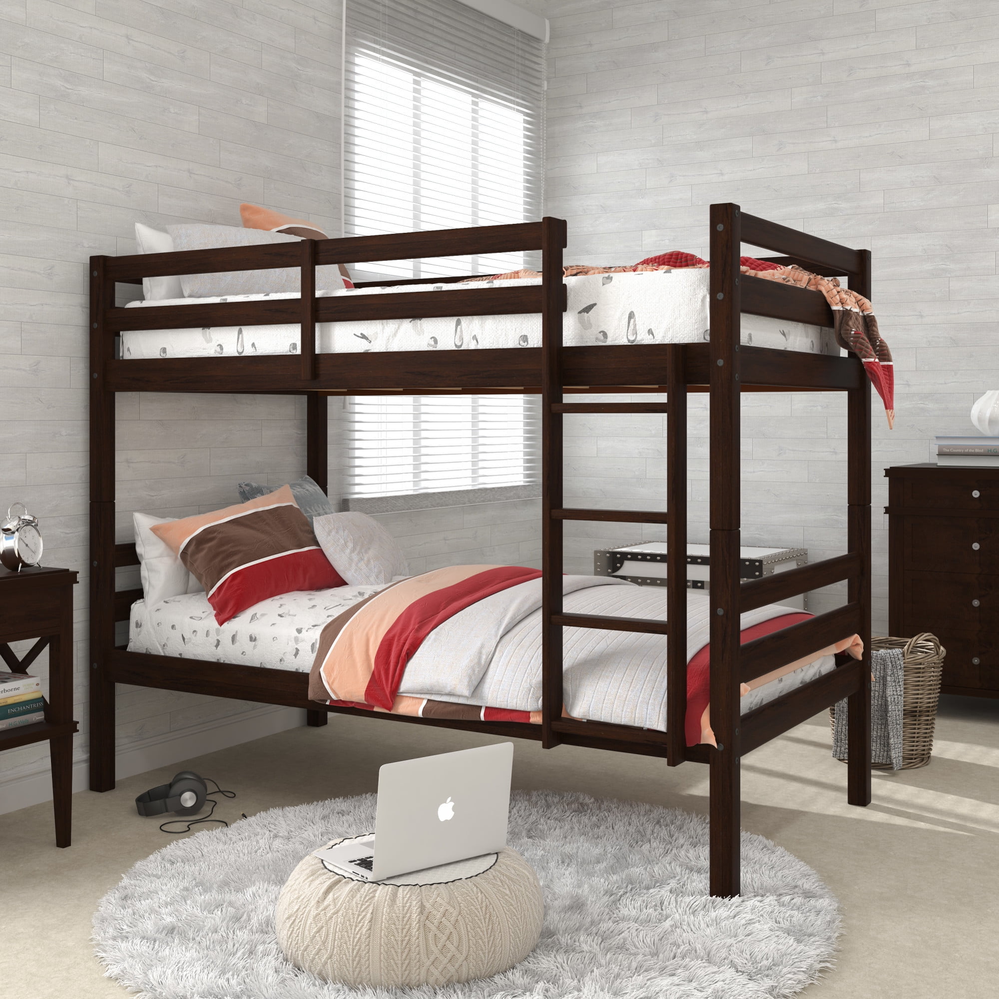 Campbell Wood Twin Over Bunk Bed, Twin Over Bunk Bed With Stairs Assembly Instructions