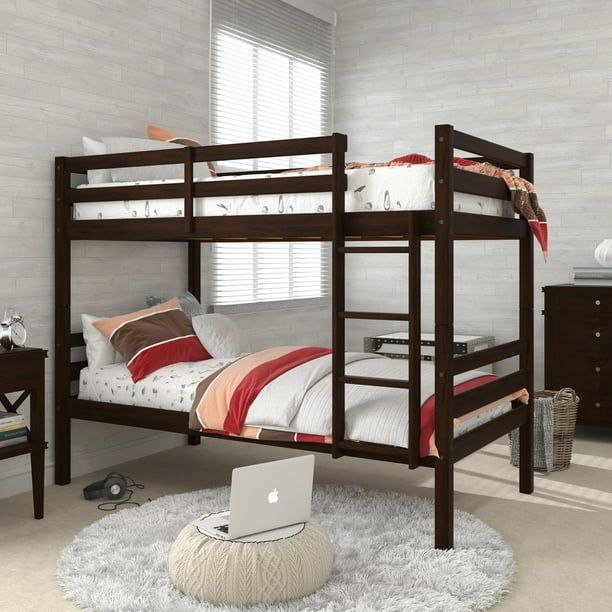 Campbell Wood Twin Over Twin Convertible Bunk Bed, Espresso - Walmart.com