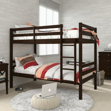 HH2Home Essentials Campbell Wood Twin over Twin Bunk Bed Espresso
