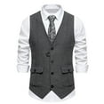 thumbnail image 5 of Mens Suit Vests with Pockets Dress Slim Business Work Waistcoats Solid Sleeveless Button Up V Neck Vest for Wedding Tuxedos 2025, 5 of 8