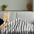 thumbnail image 3 of Stripes Soft Flannel Fleece Blanket, Hand Painted Look Grungy Brushstroke Lines in Monochromatic Design Pattern, Cozy Plush for Indoor and Outdoor Use, 50" x 70", Charcoal Grey White, by Ambesonne, 3 of 5