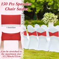 thumbnail image 2 of 150 Pcs Spandex Chair Sashes Bows Bands Chair Covers Decorations Elastic Ribbon Seat Ties for Wedding Birthday Party Banquet Hotel Events Ceremony(Red), 2 of 7