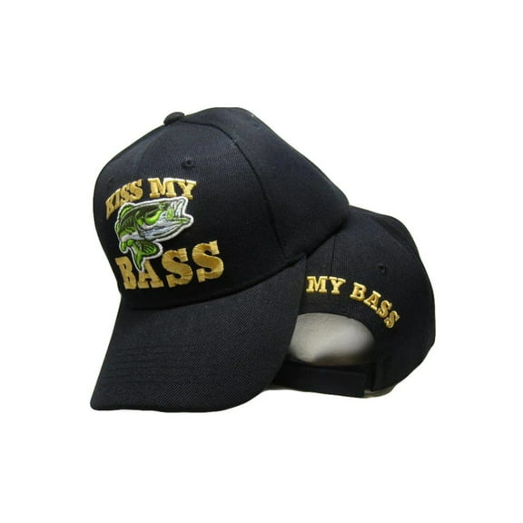 Kiss My Bass Fishing Embroidered Adjustable Cap Hat