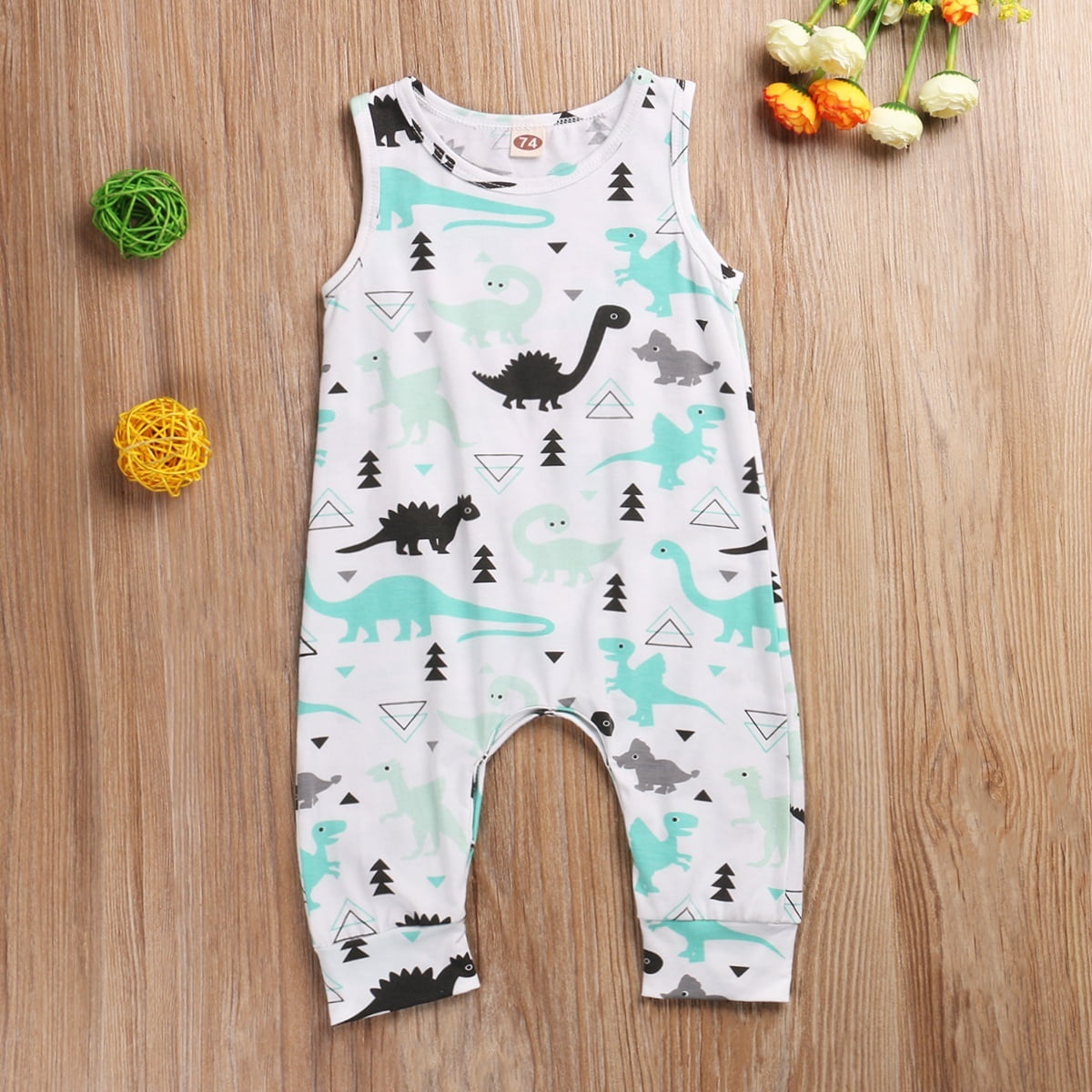 Baby Romper Cartoon Cute Dinosaur Pattern Sleeveless Classical Round Neck Unisex Button Closure Jumpsuit Romper Walmart Canada