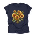 thumbnail image 2 of NAMTYQX Womens Short Sleeve Tops Lightweight Airoft Plus Size Short Sleeve Scoop Neck Bedrucken Print Hip Loose Fitting Graphic Tees for Women Dark Blue Size M, 2 of 4
