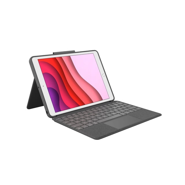 Folio con Teclado Trackpad para iPad Gen 7, 8 y 9, Gris