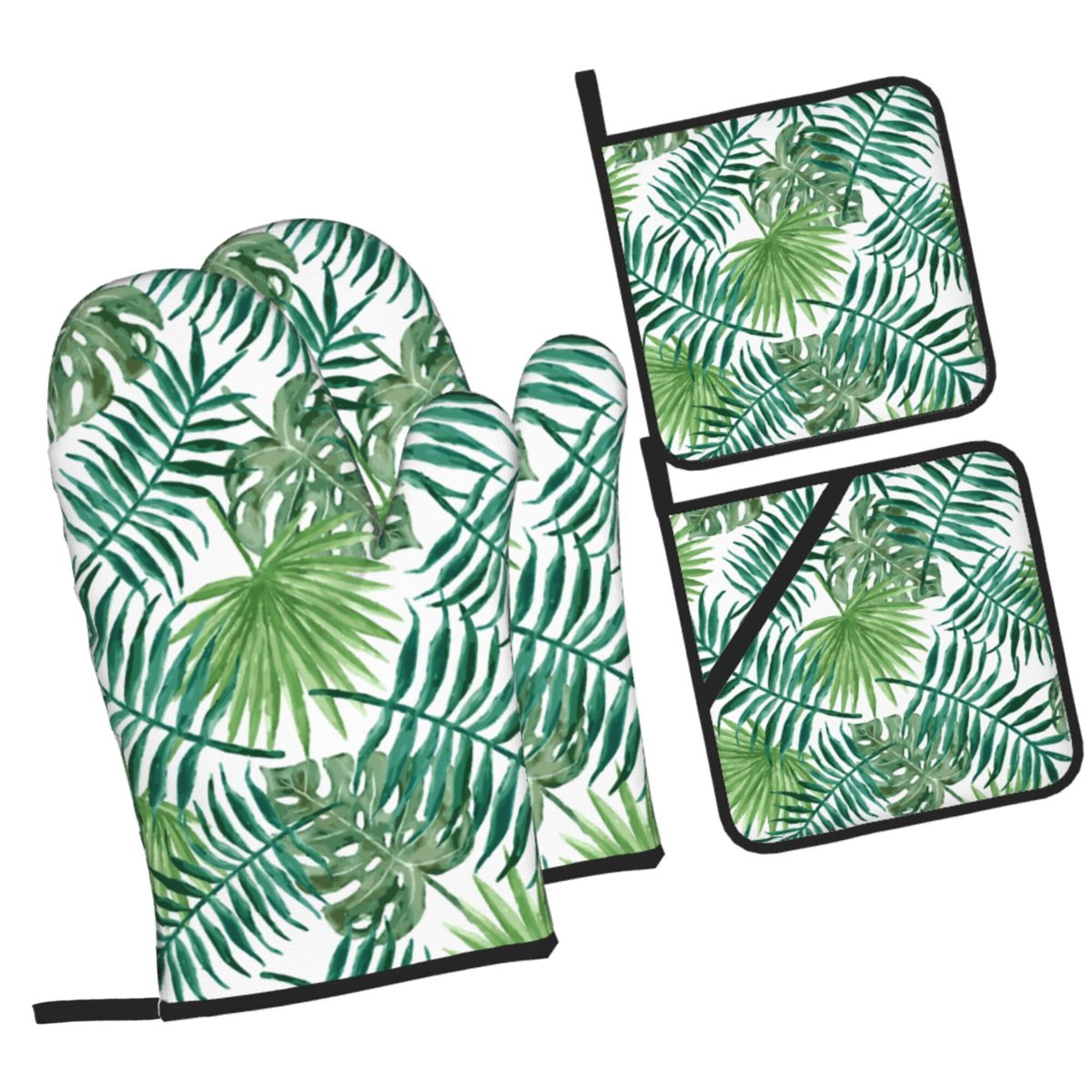 ZICANCN Oven Mitts and Pot Holders Sets, Tropical Plant Patterns Baking