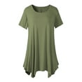 thumbnail image 5 of Gvmfive Women Summer Solid Short Sleeve Tunic Tops Loose Blouse Basic T Shirt, 5 of 6