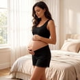 thumbnail image 4 of ZVNAΖH Maternity Lounge Shorts Comfy Ribbed Knit Sleep Shorts Low Waist Breathable Lace Trim Home Shorts for Pregnancy, M-3XL, 4 of 6