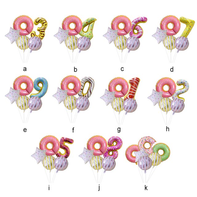 32 Inch Birthday Balloon Set Birthday Outdoor Scene Layout Party Decoration Donut Number Star Balloon Set Type 4