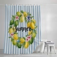 thumbnail image 4 of Lemon Wreath Shower Curtain, 72" x 72", Summer Fruit Frangipani Blue Stripes Retro Waterproof Bathroom Curtain Washable Shower Curtain Set with 12 Hooks, 4 of 8