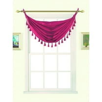 HOT PINK ELEGANCE FASHION M12 VALANCE WATERFALL FAUX SILK WITH TASSELS GROMMETS SEMI SHEER VALANCE KITCHEN ,NURSERY,BATHROOM, EVENTS, WEDDING,PARTY'S SIZE 38" WIDE X 22" LONG