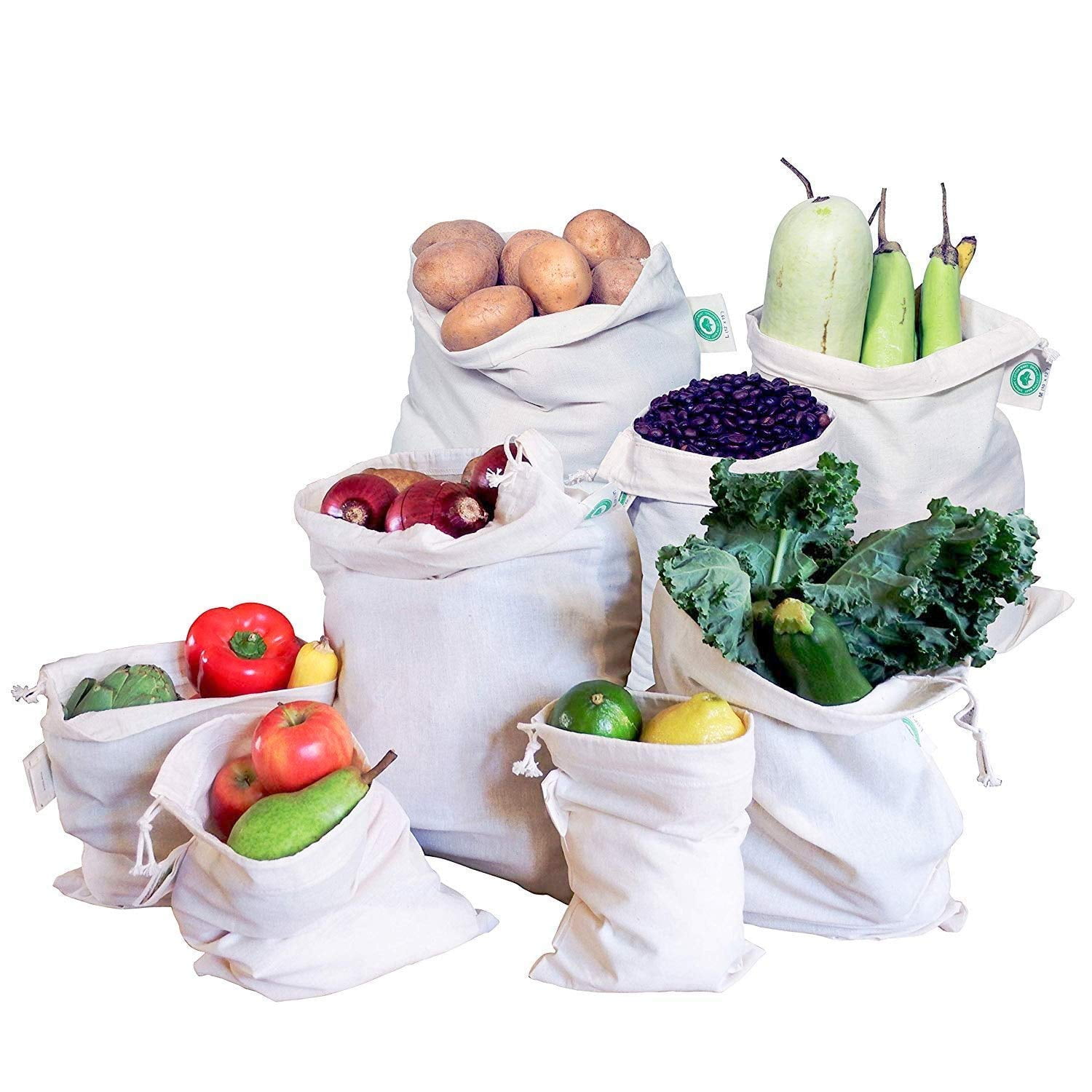 Reusable Bulk Bin Bags for Bulk Foods Reusable Dry Goods Bags Cloth Kitchen Bags Organic Cotton Reusable Muslin Produce Bags Home Storage Bags Toy Bags 3 Large 3 X Large Walmart
