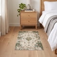thumbnail image 3 of ODIKA 2'x3' Ultra-Soft Accent Mat, Vintage Distressed Boho Farmhouse Border Detail Scrolls Ornamental None Washable, Bare feet friendly, Easy Care Indoor rug for Bedside, Footrest, 3 of 7