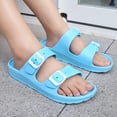 thumbnail image 3 of Men's Women's EVA Flat Sandals Adjustable Double Buckle Rubber Slide Sandals, 3 of 14