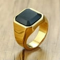 thumbnail image 3 of Men's Engagement Band Black Agate Stainless Steel Wedding Ring Jewelry Size 7-12, 3 of 9