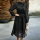 thumbnail image 4 of Vestido De Manga Larga Vestido de cuello medio alto para mujer Vestidos de cintura alta de una línea Ropa de viaje diario para damas Ygjytge Negro S para Mujer, 4 of 6