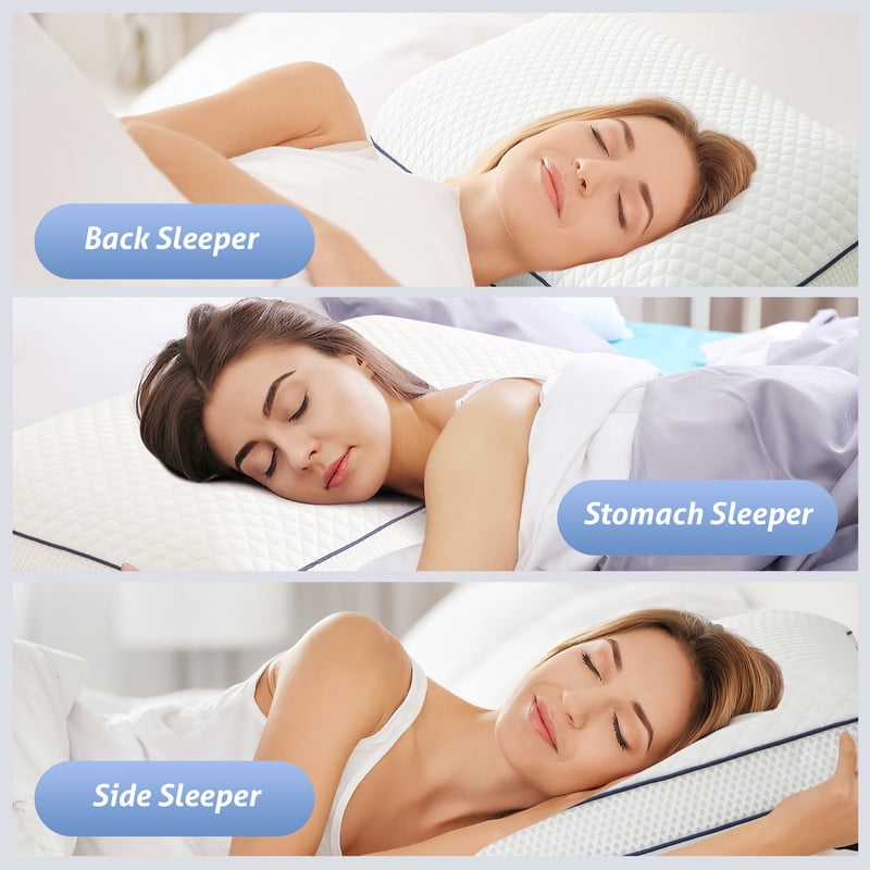 JUSTLET Memory Foam Pillows Set of 2 with Scent，Cooling Pillows for Back，Side，Stomach Sleepers，Removable and Washable Cover，Neck & Shoulder Support，27.56x15.75x3.94 Inch
