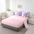 thumbnail image 5 of Homewish Teens Female Women Flying Gradient Butterflies Bedding Comforter Set 7 Pieces,Chic Purple Floral Flowers Full Bedding Set Lightweight,Spring Garden Fitted Sheet Flat Sheet, 5 of 8