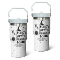 20oz Halloween Stainless Steel Tumbler with Lid and Straw,Spill Proof Travel Cup Double Wall Vacuum Insulated Coffee Mug with Top Handle White