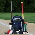 thumbnail image 2 of Baseball Backpack with Cleat/Shoe Compartment | Large Capacity | 19.5" T x 14" W x 7.5" D | Holds 4 Bats | External Helmet Storage | 3 Extra Zipper Pockets for Sunglasses, Seeds, Gum, Cell Phone, 2 of 8