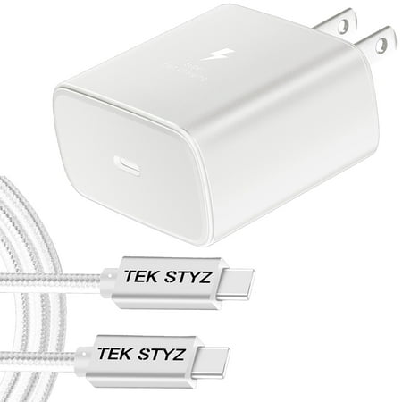 Tek Styz PRO 45W Charge Kit Compatible with Samsung Galaxy S23 Ultra with Fast/Quick Charge 3 Plus Hi-Power 100W PD/USB-C 4ft Cable! (White)