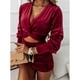 thumbnail image 1 of Vestido corto Nikou con escote en V y manga corta, 1 of 8