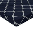 thumbnail image 2 of Ambesonne Marine Fitted Sheet 2 Pcs Set, Classic Nautical Sea Sailing, Twin XL, Dark Blue White, 2 of 3
