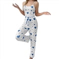 thumbnail image 3 of Pijama de Dos Piezas con Top Corto con Estampado de Corazones y Pantalones Anchos para Mujer. Ropa de Dormir para Estar en Casa. Amor Azul S, 3 of 7