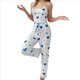 thumbnail image 3 of Pijama de Dos Piezas con Top Corto con Estampado de Corazones y Pantalones Anchos para Mujer. Ropa de Dormir para Estar en Casa. Amor Azul S, 3 of 7