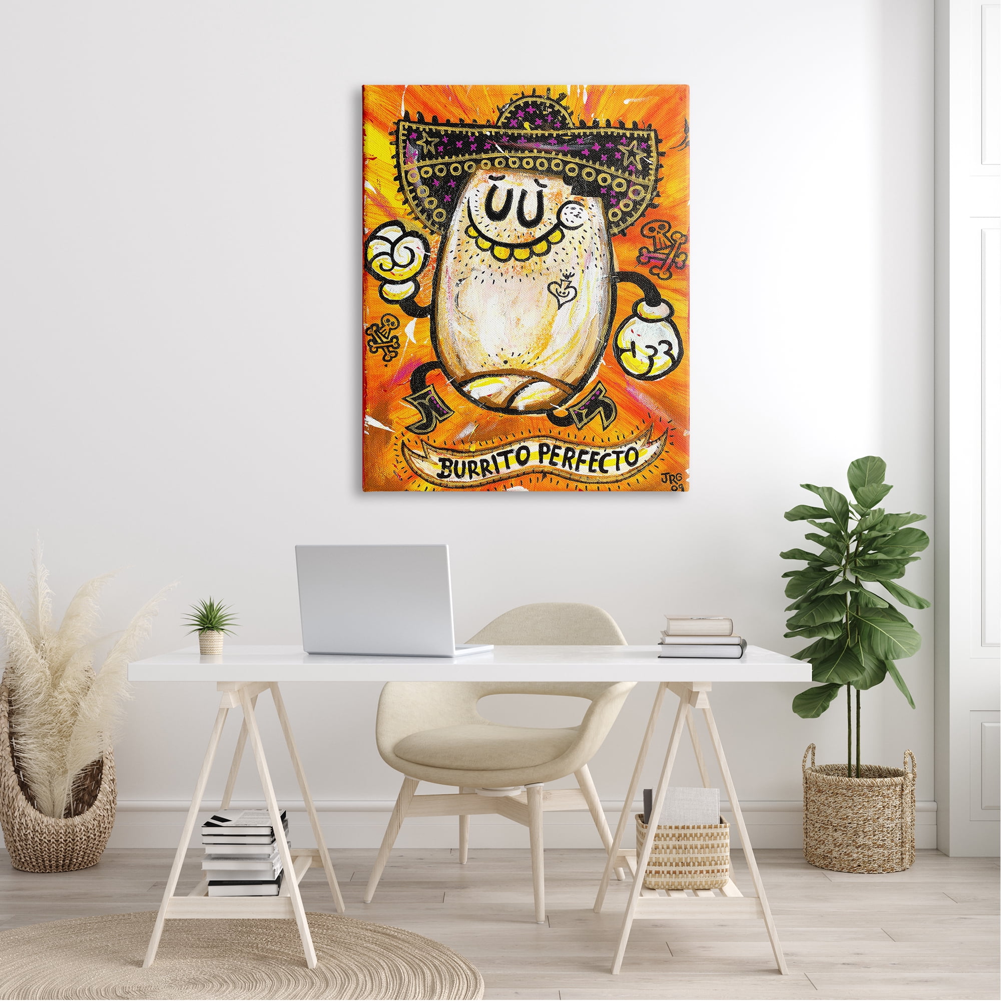 Stupell Industries Lively Pop Style Burrito Contemporary Sombrero Hat Canvas Wall Art, 36 x 48, Design by Jorge R. Gutierrez
