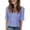 Blue, variant on CIENVNSTG Tops For Women V Neck Short Sleeve Casual Fit Hollow Out Knit Oversized T Shirts Basic Summer Petite Office Tunic Top Ladies Blouse Blue L