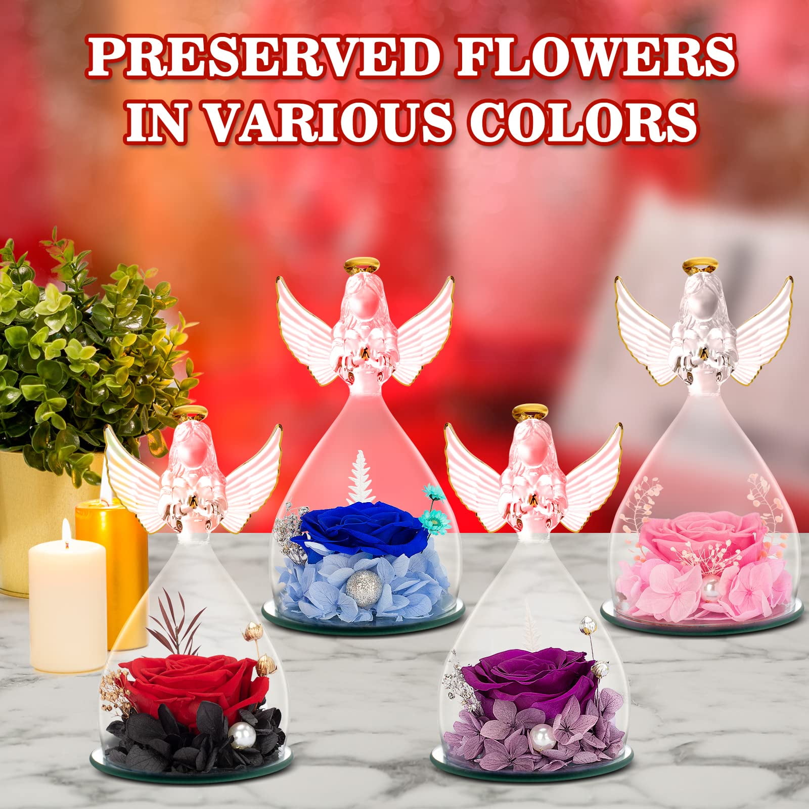  Yamonic for Grandma Mom Gifts, Angel Figurines with Rose Gifts  Valentines Day Gifts for Her Mom Women, Preserved Real Rose for Mothers Day  Anniversary Birthday Gifts for Her : Home 