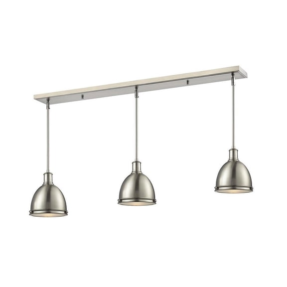 -3 Light Island/Billiard in Victorian Style-8 inches Wide By 9.75 inches High-Brushed Nickel Finish-Brushed Nickel Glass Color Bailey Street Home