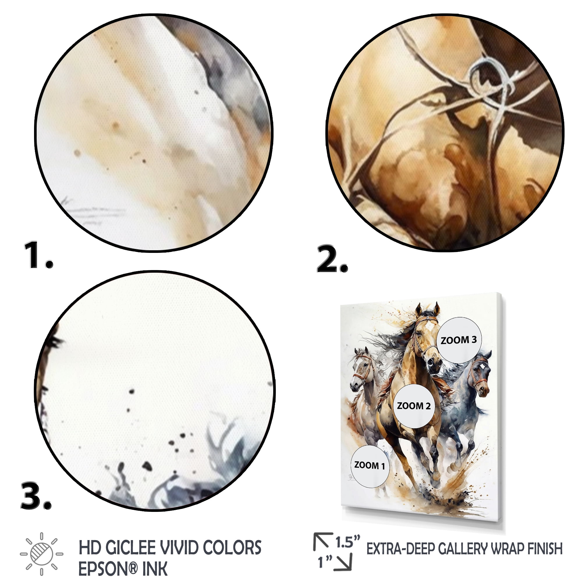Designart Herd Of Horses Running II Canvas Wall Art