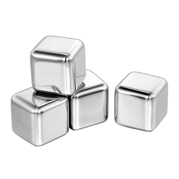 Yeacher 304 Stainless Steel Ice Cube Set of 4 Reusable Chilling Stones with Case for Whiskey, Vodka, , , Drinks