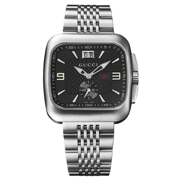 Gucci G-Timeless Chronograph Stainless Steel Black Dial Date Quartz Mens Watch YA126272