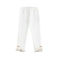 thumbnail image 3 of Swuxness Girls Elastic Leggings, Fall Pants for Girls, Girls' Solid Color Comfortable Stretchy Base Elastic Waist Pants White, 8-9 Years, 3 of 5