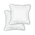 thumbnail image 2 of Melange Home Percale Double Scalloped Embroidered Pillowcase and Sham Cover Set Grey Euro Square, 2 of 5