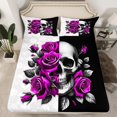 thumbnail image 2 of Feelyou Black Purple Rose Bed Sheets, Romantic Gothic Skeleton King Sheets, Valentine's Day Theme Sheet Set, Breathable Home Decor, 4pcs, 2 of 7