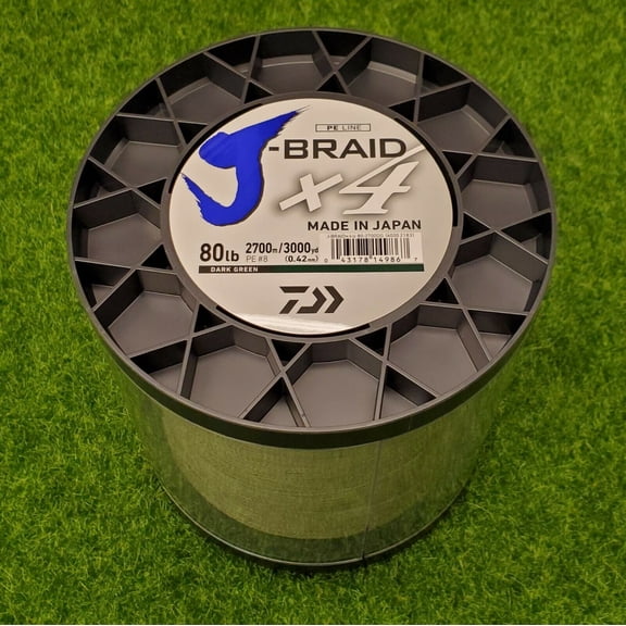 Daiwa JB4U80-3000DG J-Braid X4 4 Strand Braided Line, 80# 3000 yd