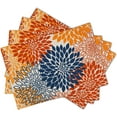 thumbnail image 2 of Dahlia Flowers Placemats Set of 4,12x18 Inch Orange Blue Modern Pinnata Floral Print Stain Resistant Washable Place Mats for Home Kitchen Dining Room Party Table Decor, 2 of 8