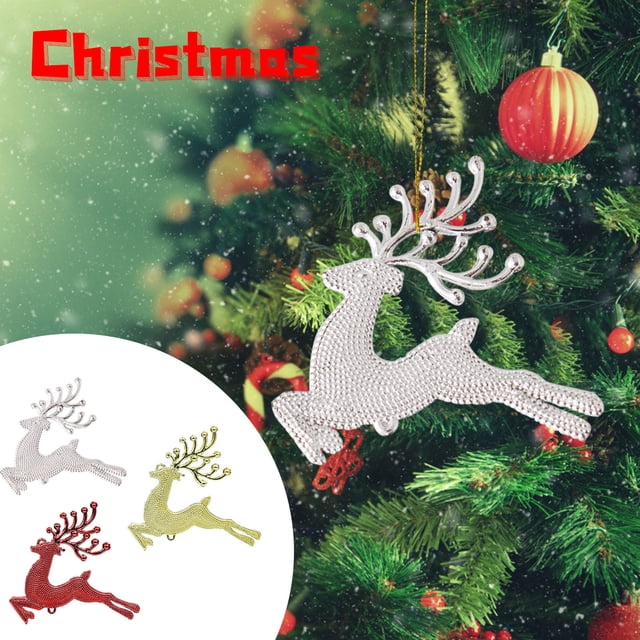 Xihbxyly Juego de Adornos para Árbol de Navidad, Bolas de Ciervo Brillantes, Colores Plateado, Rojo y Dorado, Perfectos para Decorar El Árbol, La Oficina En Casa o La Fiesta de Navidad, Tamaño de 13